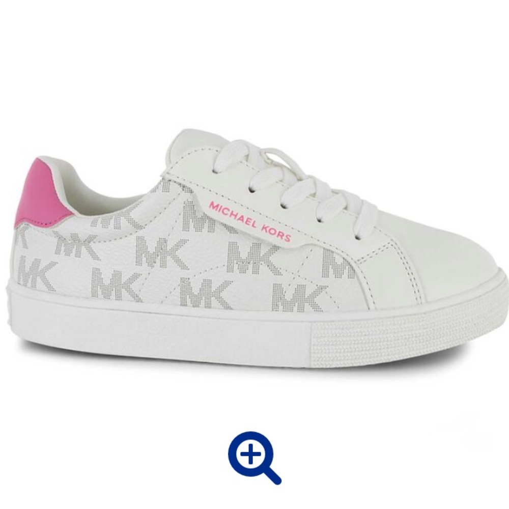 Michael Kors White Logo Sneaker with Pink Heel Tab